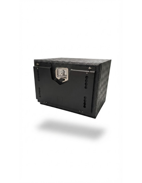COFFRE ALUMINIUM 100L DIM. 600 X 455 X 455 MM AVEC TABLETTE AVANT RABATTABLE
