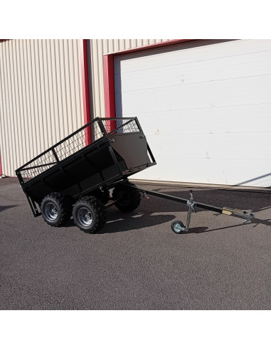 REMORQUE QUAD 2 ESSIEUX BENNE BASCULE MANUELLE...