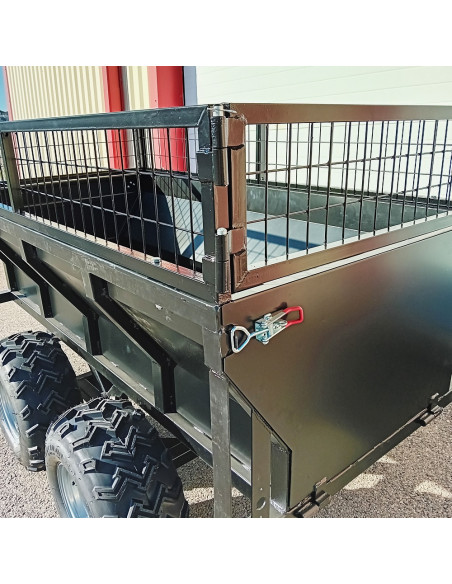 REMORQUE QUAD 2 ESSIEUX BENNE BASCULE MANUELLE PTC 1200 KG