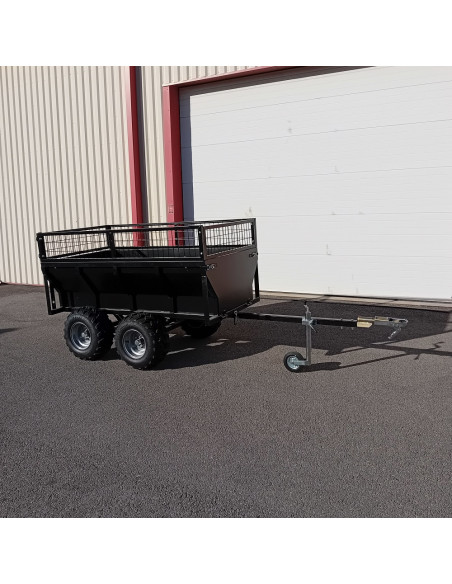 REMORQUE QUAD 2 ESSIEUX BENNE BASCULE MANUELLE PTC 1200 KG