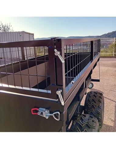 REMORQUE QUAD 2 ESSIEUX BENNE BASCULE MANUELLE...