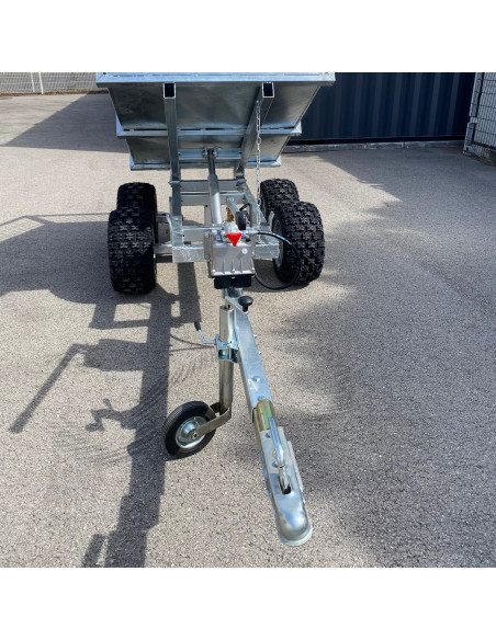REMORQUE QUAD 2 ESSIEUX BENNE HYDRAULIQUE MANUELLE PTC 900 KG