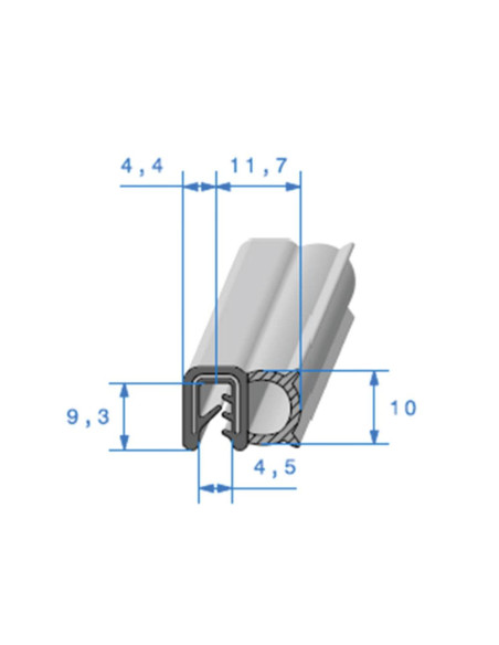 JOINT ÉTANCHÉITÉ ARMÉ AVEC BOURRELET MOUSSE LATÉRAL - TÔLE 1 À 3 MM (AU MÈTRE)