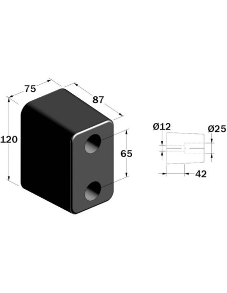 BUTOIR DE PROTECTION PETIT MODÈLE DIMENSIONS 120 X 75 X 87 MM