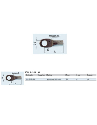 OEIL POUR RESSORT À GAZ 5 X 28 M6