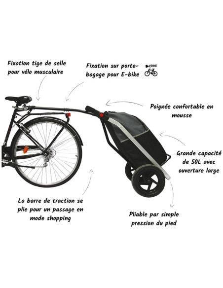 REMORQUE VÉLO TROLLEY 50L