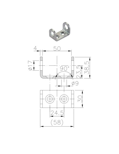 ACCROCHAGE POUR CHARNIÈRE RIDELLE BSCHG 10-17-B (SANS BOULON)