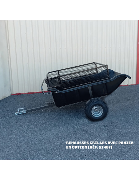 REMORQUE QUAD SIMPLE ESSIEU CAISSE POLYP. PTC 550 KG