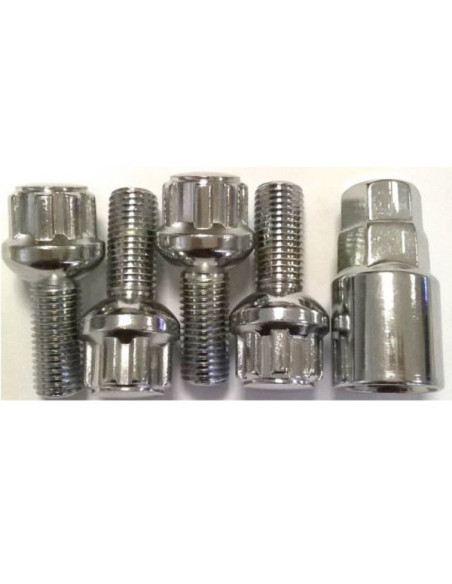 KIT 4 BOULONS DE ROUE ANTIVOL SPHÉRIQUE M14 X 1,5 X 26 MM