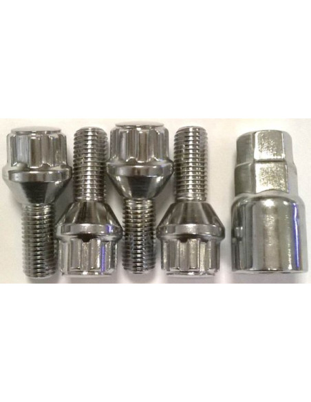 KIT 4 BOULONS DE ROUE ANTIVOL CONIQUE  M12 X 1,5 X 26 MM