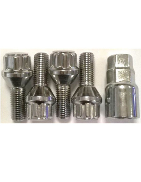 KIT 4 BOULONS DE ROUE ANTIVOL CONIQUE M14 X 1,5 X 26 MM