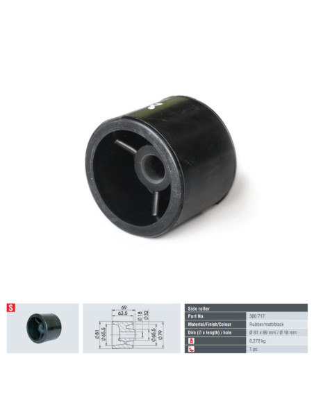 GALET CAOUTCHOUC Ø 81 MM LARGEUR 69 MM