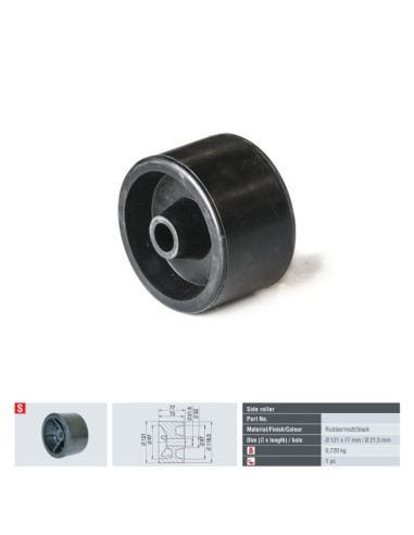 GALET CAOUTCHOUC Ø 121 MM LARGEUR 77 MM