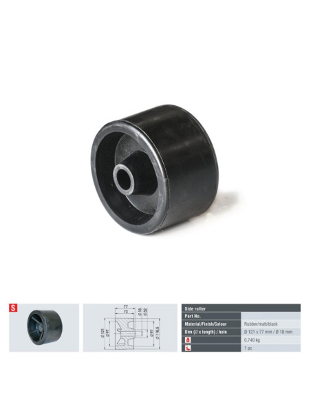 GALET CAOUTCHOUC Ø 121 MM LARGEUR 77 MM