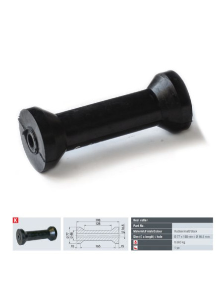 BOBINE ROULEAU EN CAOUTCHOUC Ø 47 MM / 77 MM LONGUEUR 198 MM