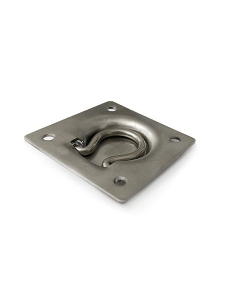 ANNEAU DE FIXATION INOX À RESSORT À ENCASTRER 72 X 72 MM