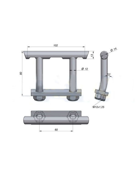 ANNEAU ACCROCHE SANGLE CONTREPLAQUE ET VISSERIE - ENTRAXE 60 MM