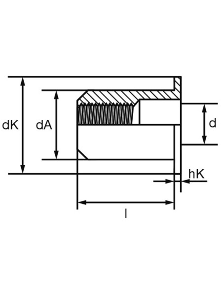 ECROU NOYE A TETE PLATE, ALUMINIUM M6