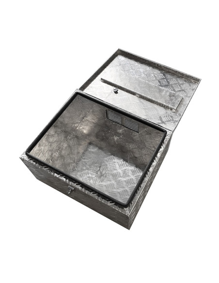 SECONDE VIE - COFFRE ALUMINIUM 70L DIM. 550 X 450 X 290 MM AVEC GRILLE AÉRATION