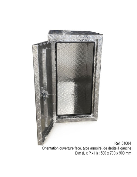 COFFRE ALUMINIUM OUVERTURE FACE 300L DIM. 500 X 700 X 900 MM