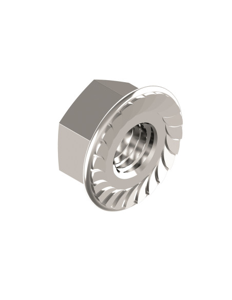 ECROU HEXAGONAL EMBASE CRANTEE DIN 6923, INOX A4 M4