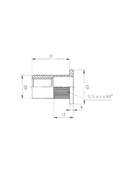 ECROU NOYE A TETE PLATE, INOX A2 M5 x 12 MM