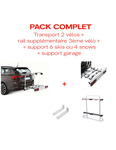 PACK COMPLET PORTE VELO 3 RAILS, 6 SKIS / 4...