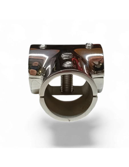 RACCORD EN T 90 ° AVEC CHARNIERE POUR TUBE DE 25 MM, INOX POLI AISI 316