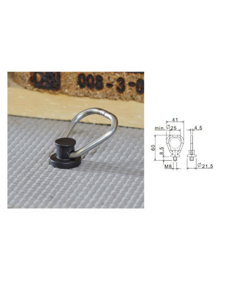 POINT D'ANCRAGE A VISSER FILETAGE M8 (POUR PLANCHER BOIS)