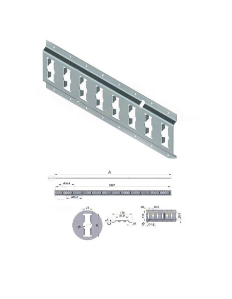 RAIL DE FIXATION EN ACIER AZM 3050 X 130 X 12 MM