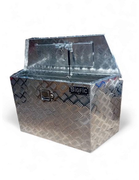 SECONDE VIE - COFFRE ALUMINIUM 95L DIM. 850/610X300X470 MM Aluminium strié, Brut