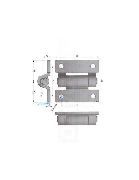 CHARNIERE RECTANGULAIRE 60X60 MM, INOX AISI 304