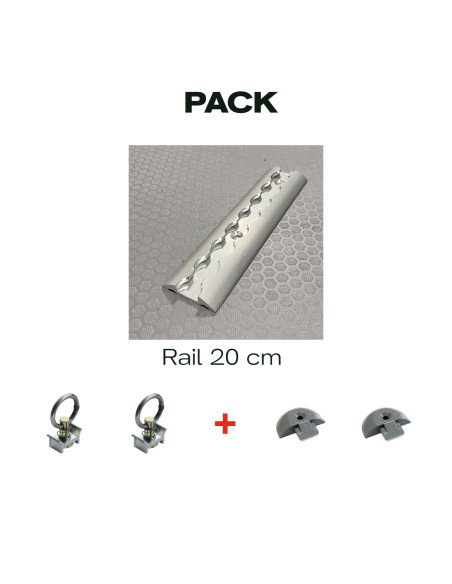 PACK 1 RAIL AERO 20 CM + 2 EMBOUTS + 2 PIONS DE FIXATION