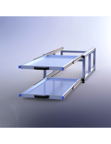 PLATEAU COULISSANT DOUBLE ALUMINIUM 550 X 1000 X 365 MM