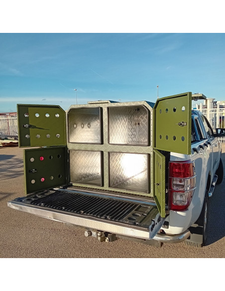 COFFRE ALUMINIUM POUR TRANSPORT 4 CHIENS DIM. 1050X1400X940 MM