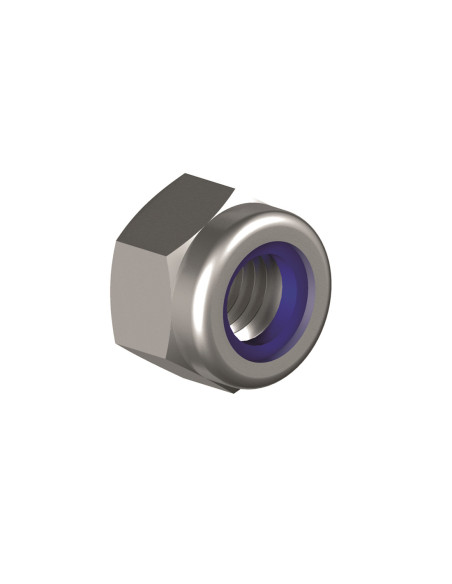 ECROU HEXAGONAL AUTOFREINÉ DIN 985, ACIER ZINGUE M10 PAS FIN 1,00