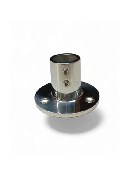 PLATINE RONDE INCLINEE A 90 ° POUR TUBE DE 22MM, INOX POLI AISI 316