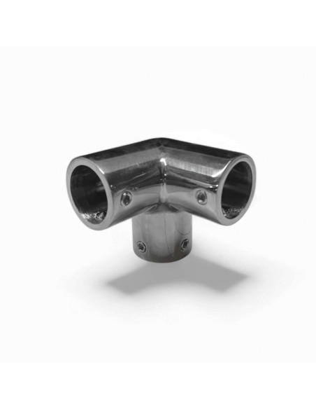 RACCORD COUDE 3 VOIES ANGLE 90 ° POUR TUBE DE 25 MM, INOX POLI AISI 316