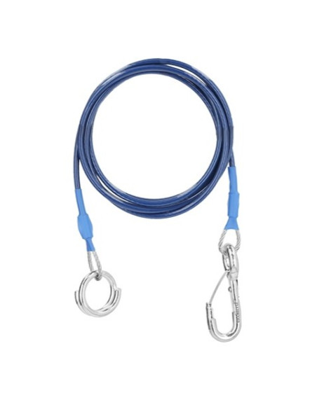 CABLE DE RUPTURE 2000 MM COLORIS BLEU AVEC ANNEAU ET MOUSQUETON