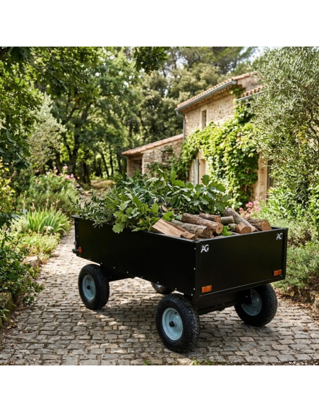 REMORQUE QUAD 2 ESSIEUX EN ACIER THERMOLAQUE NOIR PTC 900 KG